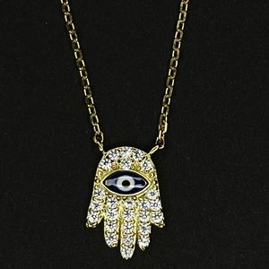 Hamsa evil eye gold sterling silver necklace